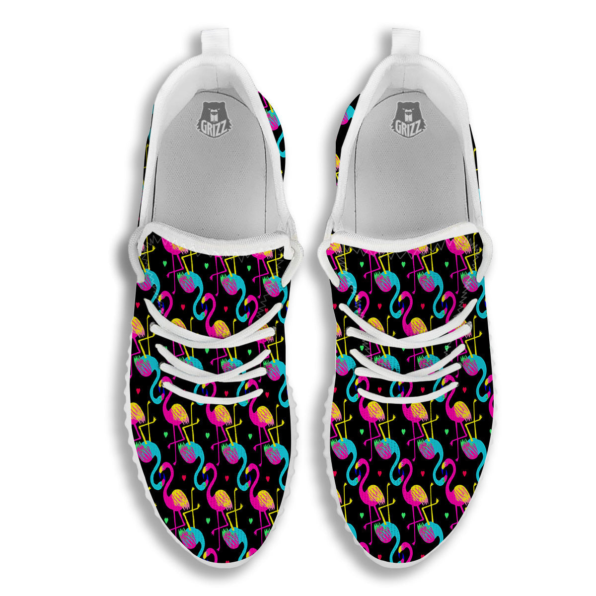 Exotic Hawaiian Flamingo Print Pattern White Walking Shoes-grizzshop