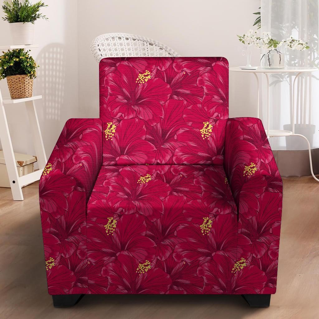 Exotic Hibiscus Flower Hawaiian Print Armchair Cover-grizzshop