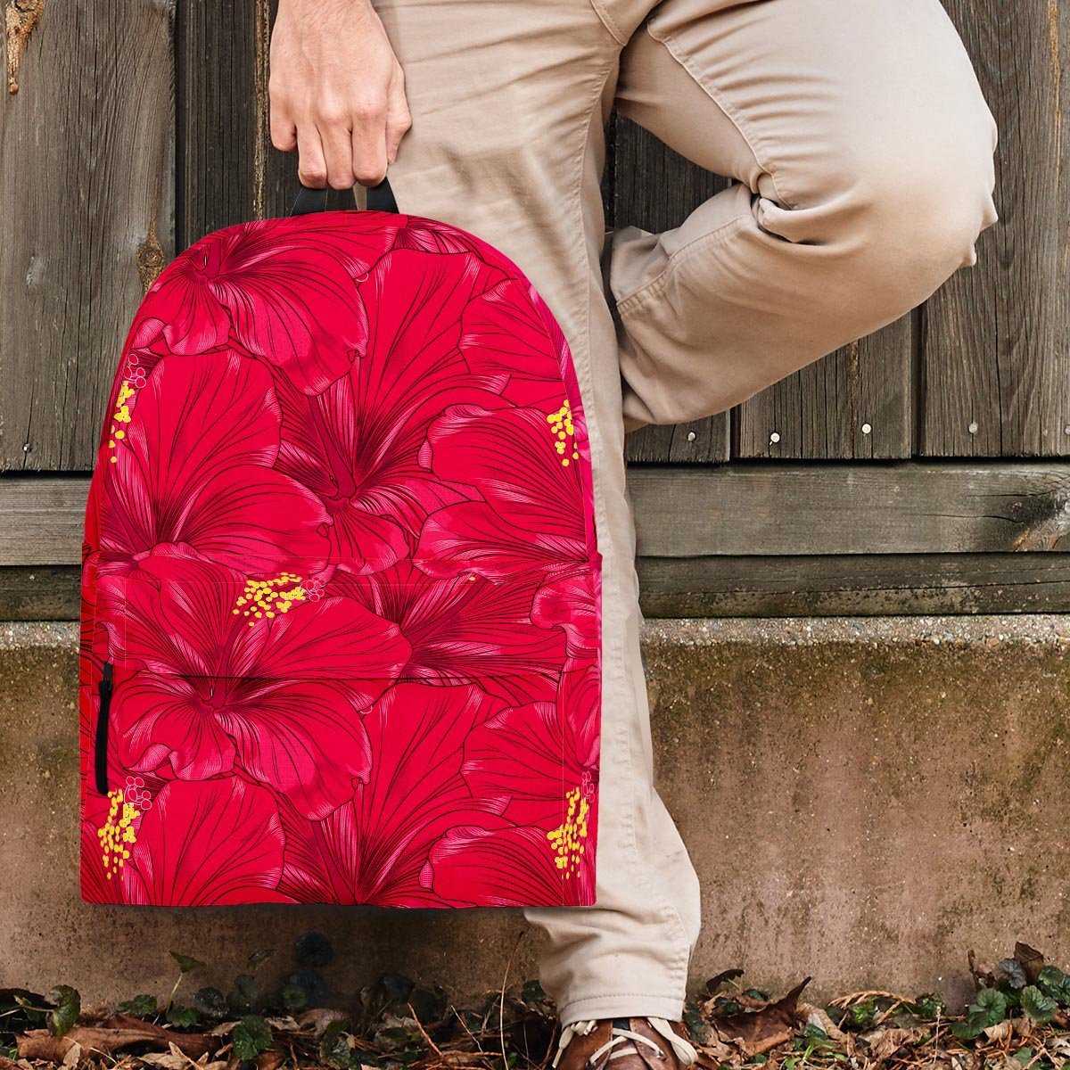 Exotic Hibiscus Flower Hawaiian Print Backpack-grizzshop