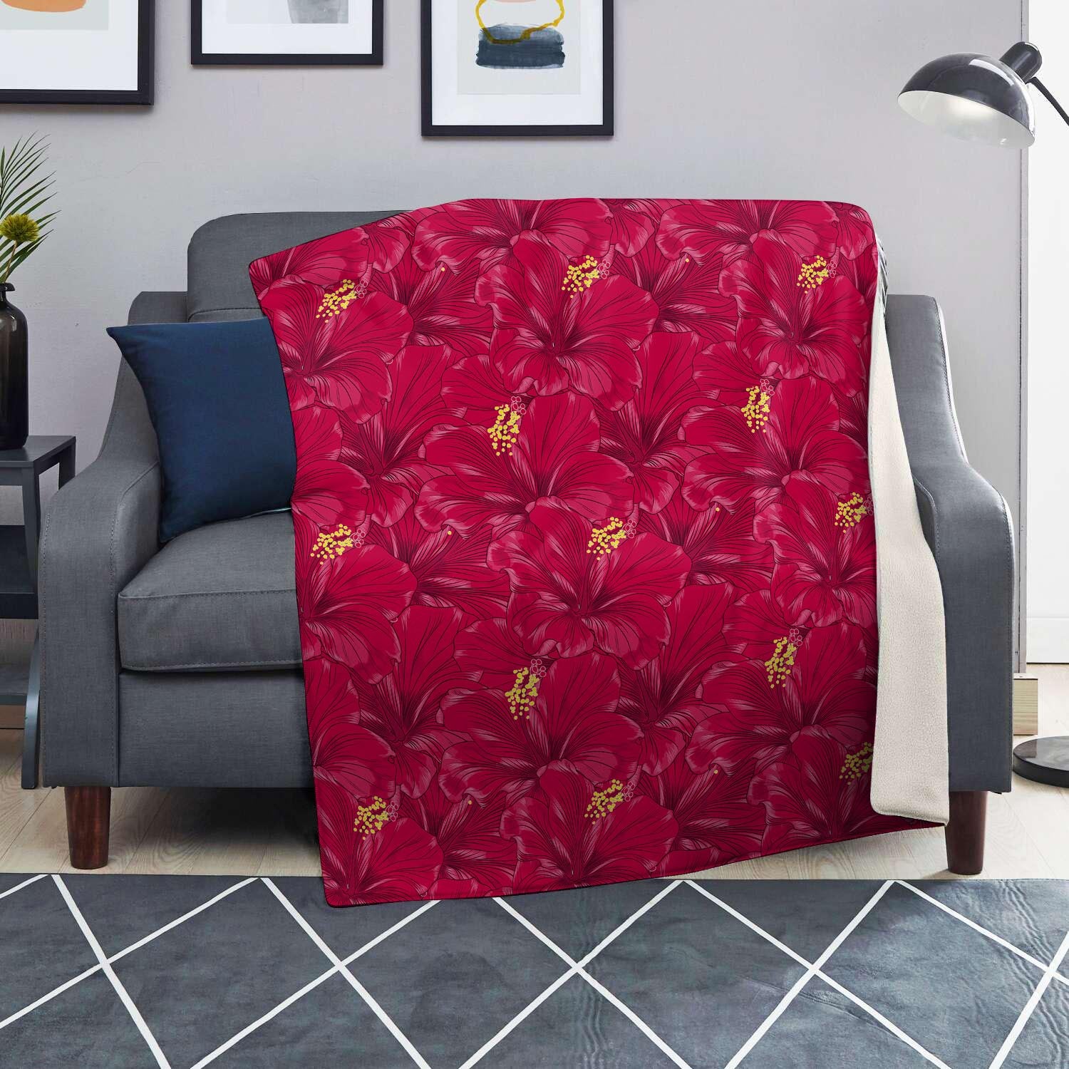 Exotic Hibiscus Flower Hawaiian Print Blanket-grizzshop