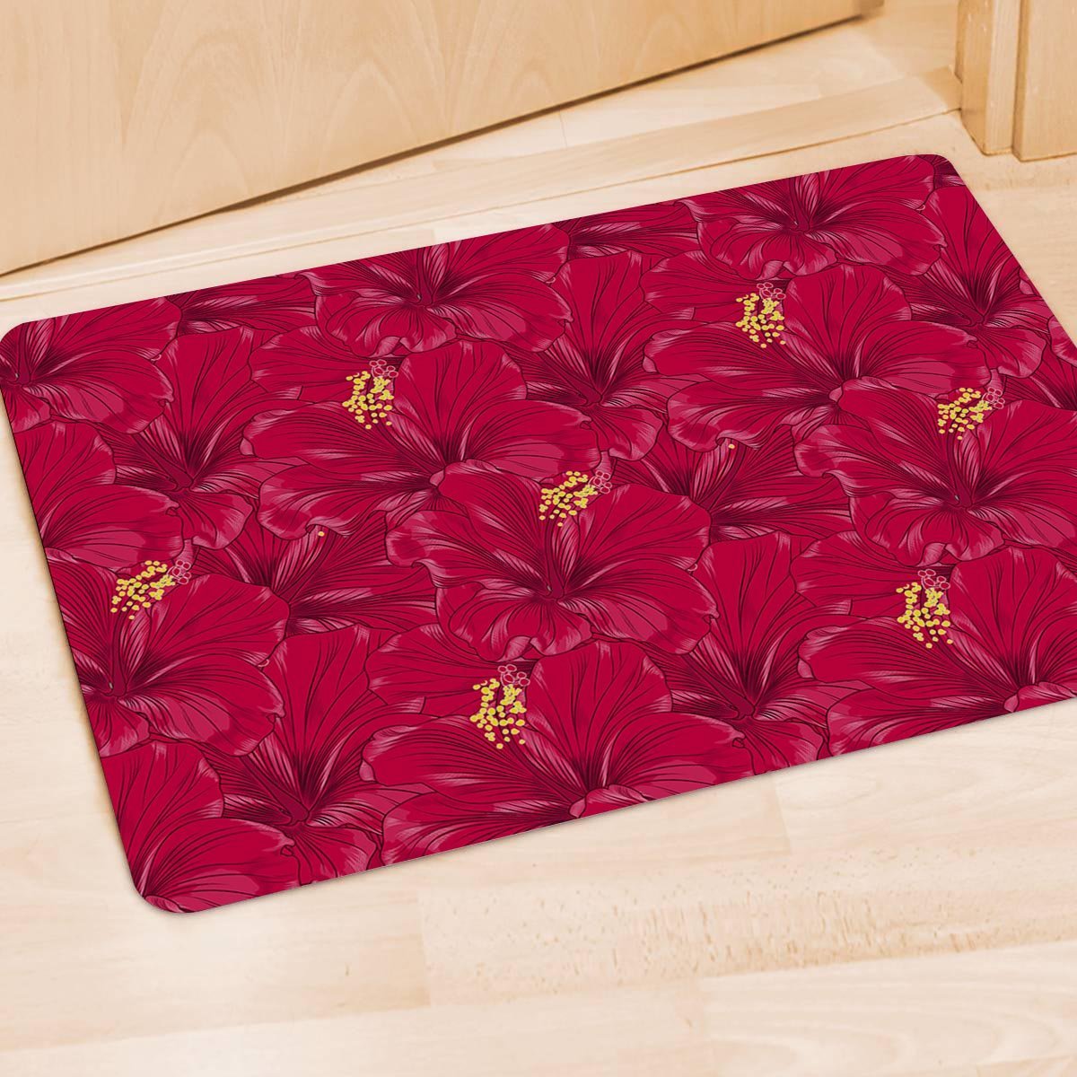 Exotic Hibiscus Flower Hawaiian Print Door Mat-grizzshop