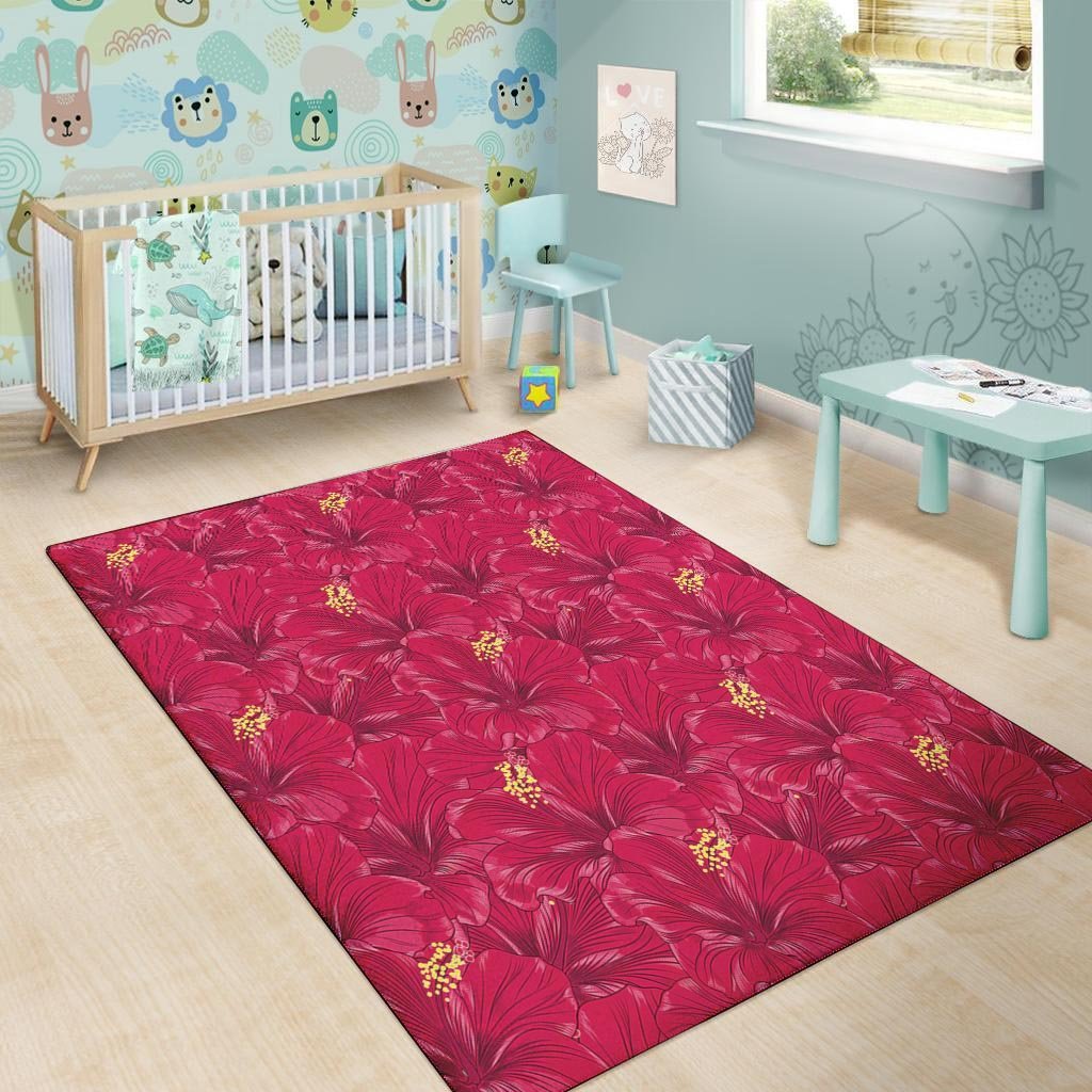 Exotic Hibiscus Flower Hawaiian Print Floor Mat-grizzshop