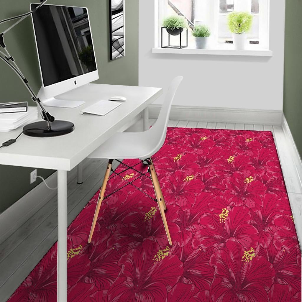 Exotic Hibiscus Flower Hawaiian Print Floor Mat-grizzshop