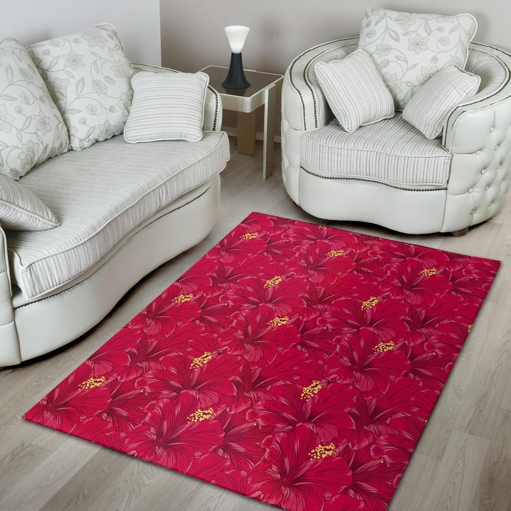 Exotic Hibiscus Flower Hawaiian Print Floor Mat-grizzshop