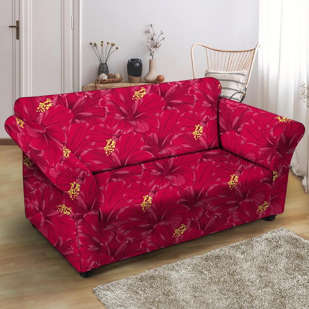 Exotic Hibiscus Flower Hawaiian Print Loveseat Cover-grizzshop