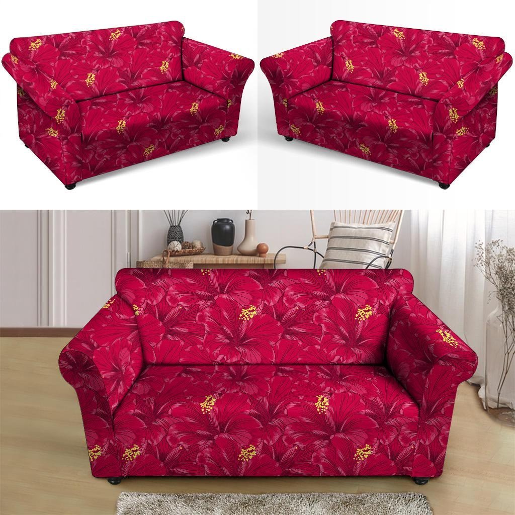 Exotic Hibiscus Flower Hawaiian Print Loveseat Cover-grizzshop