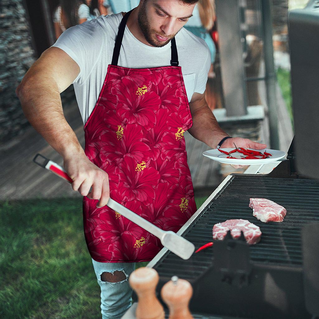 Exotic Hibiscus Flower Hawaiian Print Men's Apron-grizzshop