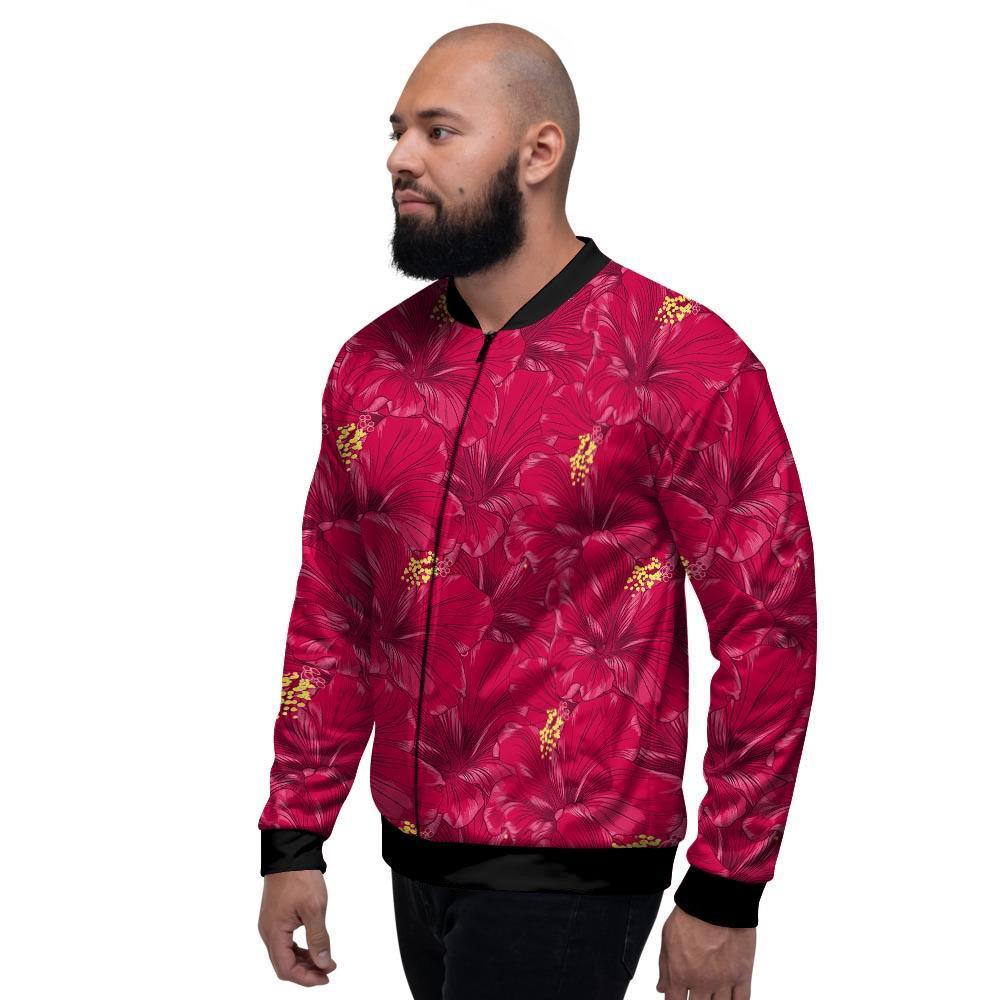 Exotic Hibiscus Flower Hawaiian Print Men's Bomber Jacket-grizzshop