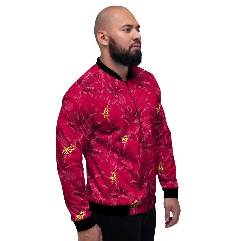 Exotic Hibiscus Flower Hawaiian Print Men's Bomber Jacket-grizzshop