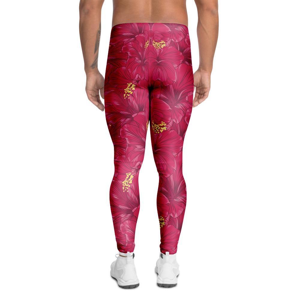 Exotic Hibiscus Flower Hawaiian Print Men's Leggings-grizzshop