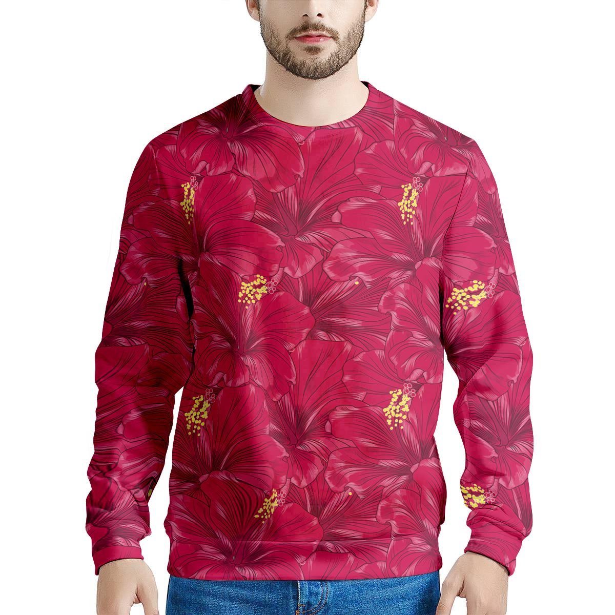 Exotic Hibiscus Flower Hawaiian Print Men's Sweatshirt-grizzshop