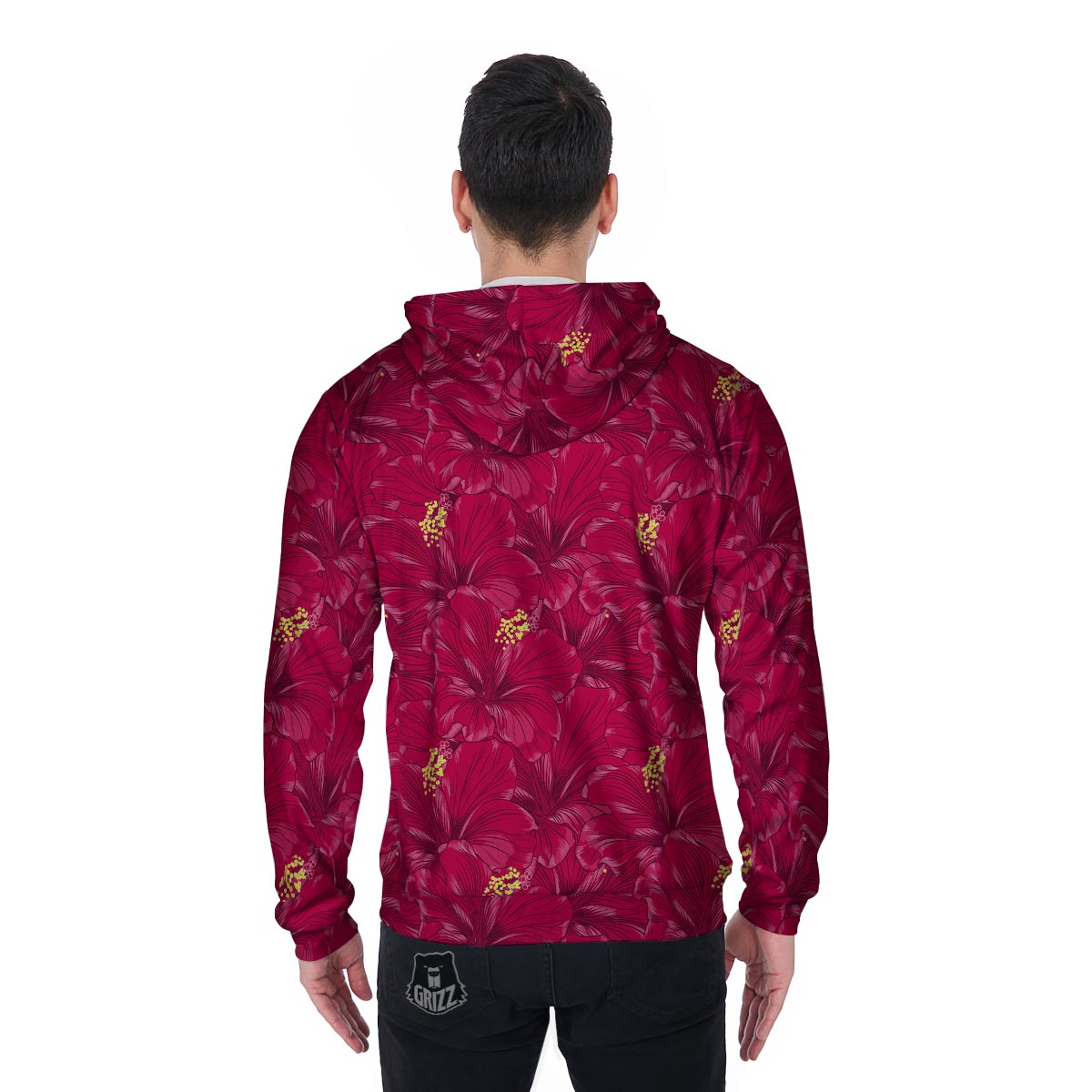 Exotic Hibiscus Flower Hawaiian Print Men's Zip Up Hoodie-grizzshop
