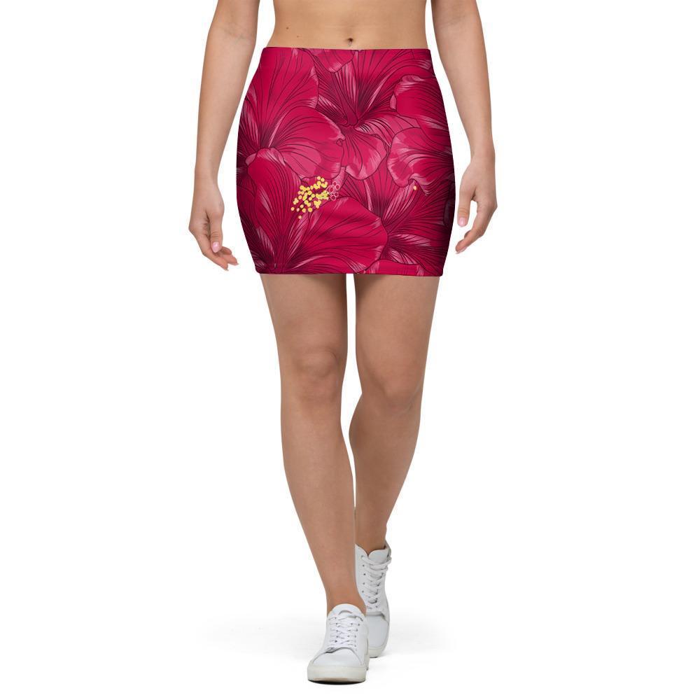 Exotic Hibiscus Flower Hawaiian Print Mini Skirt-grizzshop