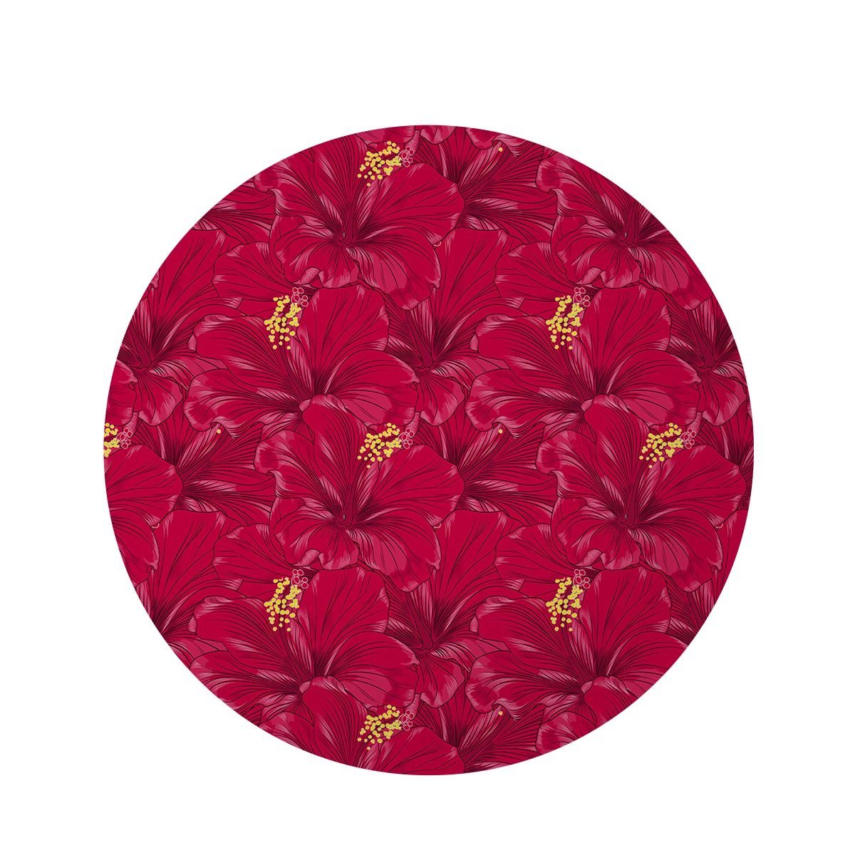 Exotic Hibiscus Flower Hawaiian Print Round Rug-grizzshop