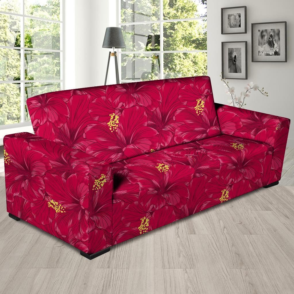 Exotic Hibiscus Flower Hawaiian Print Sofa Cover-grizzshop