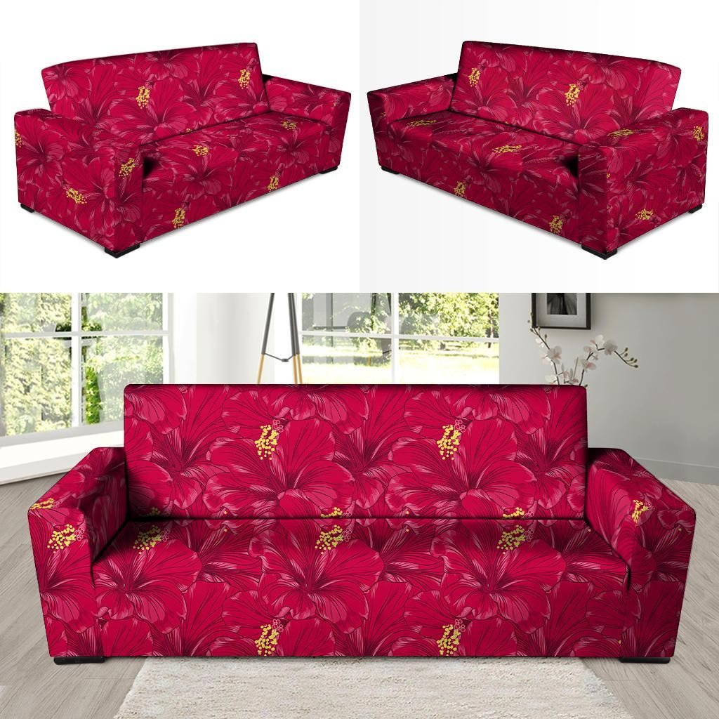 Exotic Hibiscus Flower Hawaiian Print Sofa Cover-grizzshop