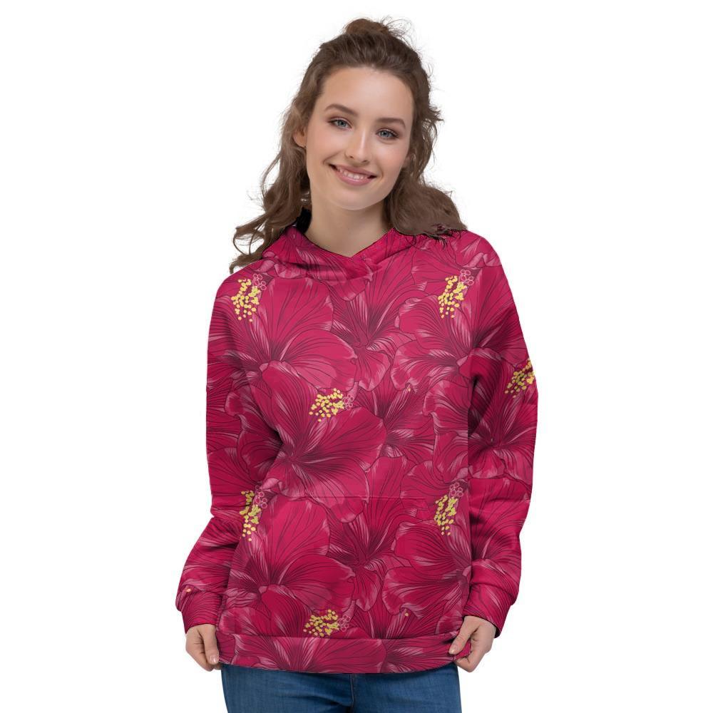 Exotic Hibiscus Flower Hawaiian Print Women's Hoodie-grizzshop