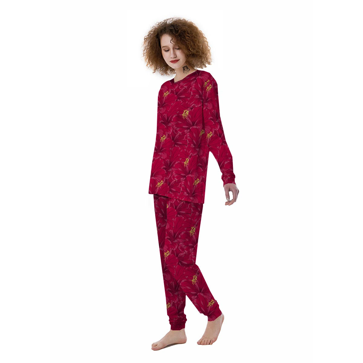 Exotic Hibiscus Flower Hawaiian Print Women's Pajamas-grizzshop