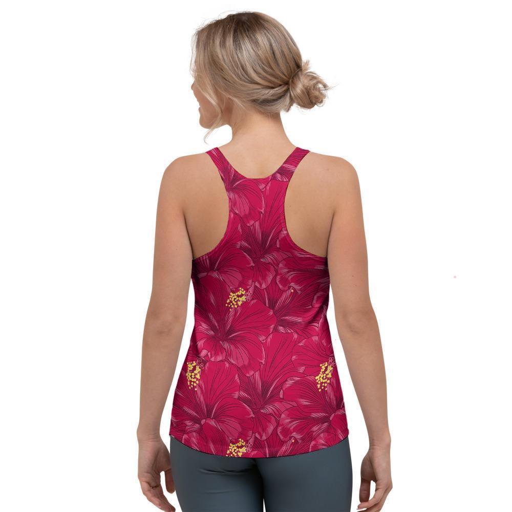 Exotic Hibiscus Flower Hawaiian Print Women's Racerback Tank Top-grizzshop
