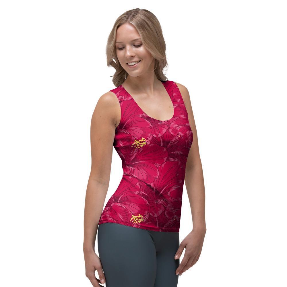Exotic Hibiscus Flower Hawaiian Print Women's Tank Top-grizzshop