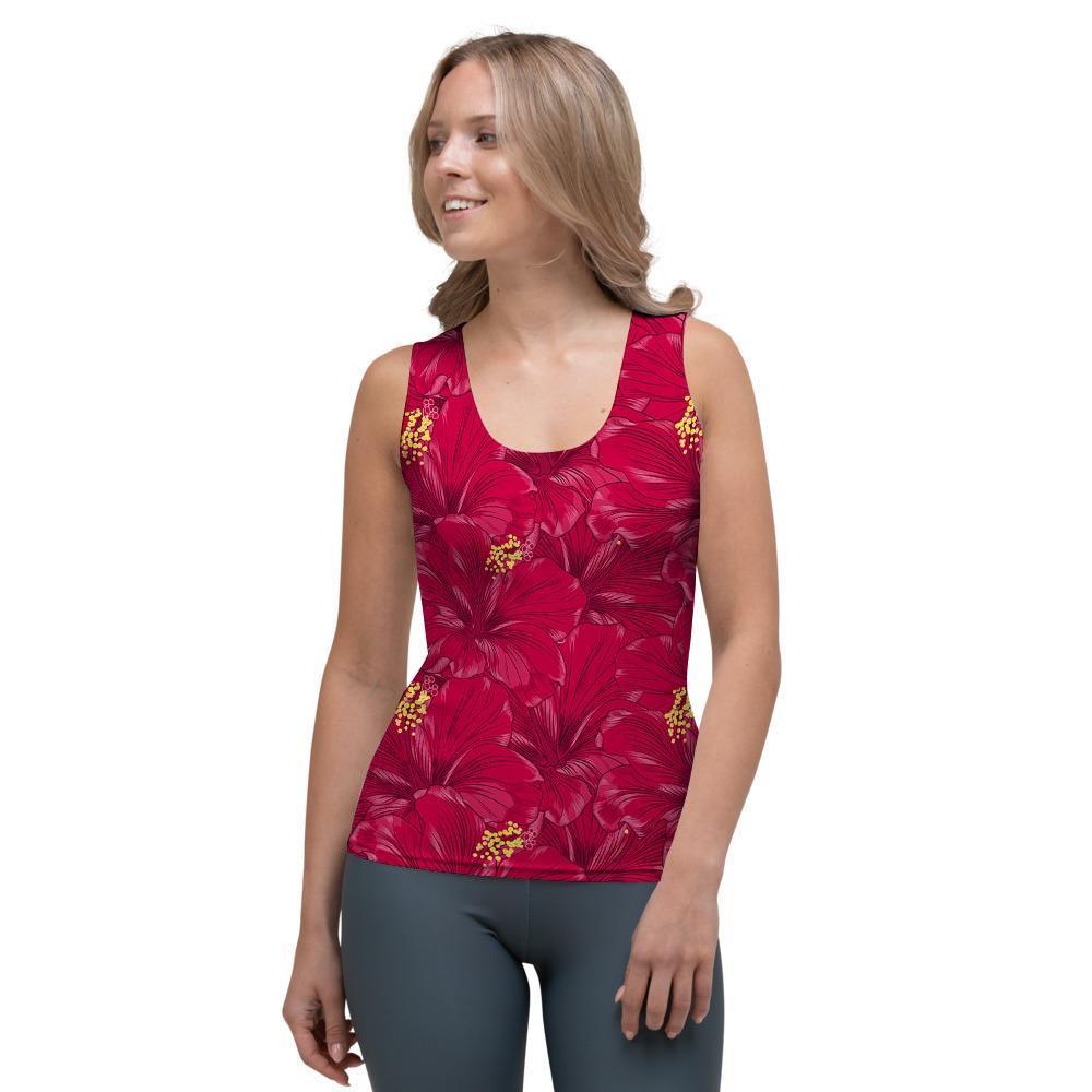 Exotic Hibiscus Flower Hawaiian Print Women's Tank Top-grizzshop