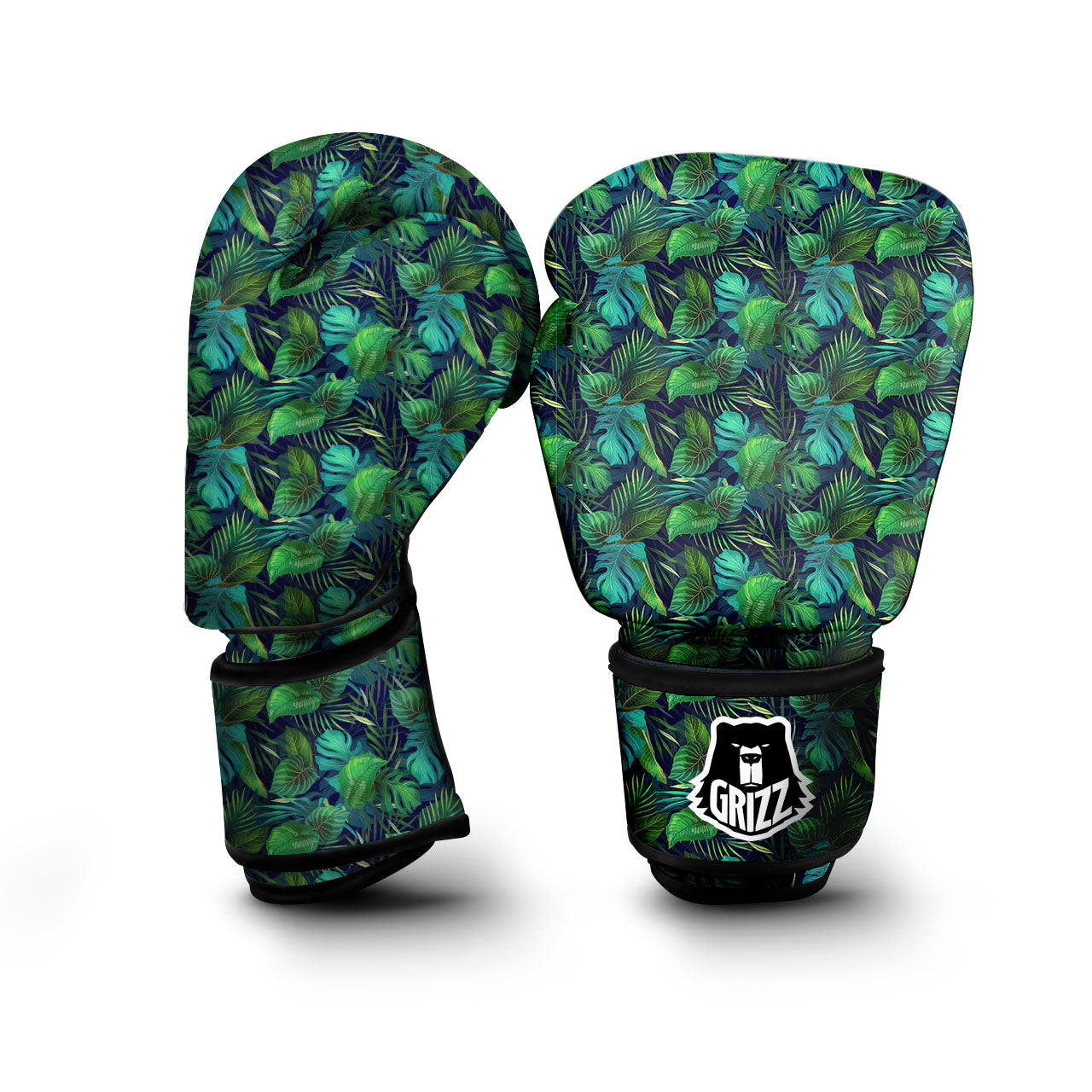 Exotic Leaf Tropical Print Pattern Boxing Gloves-grizzshop