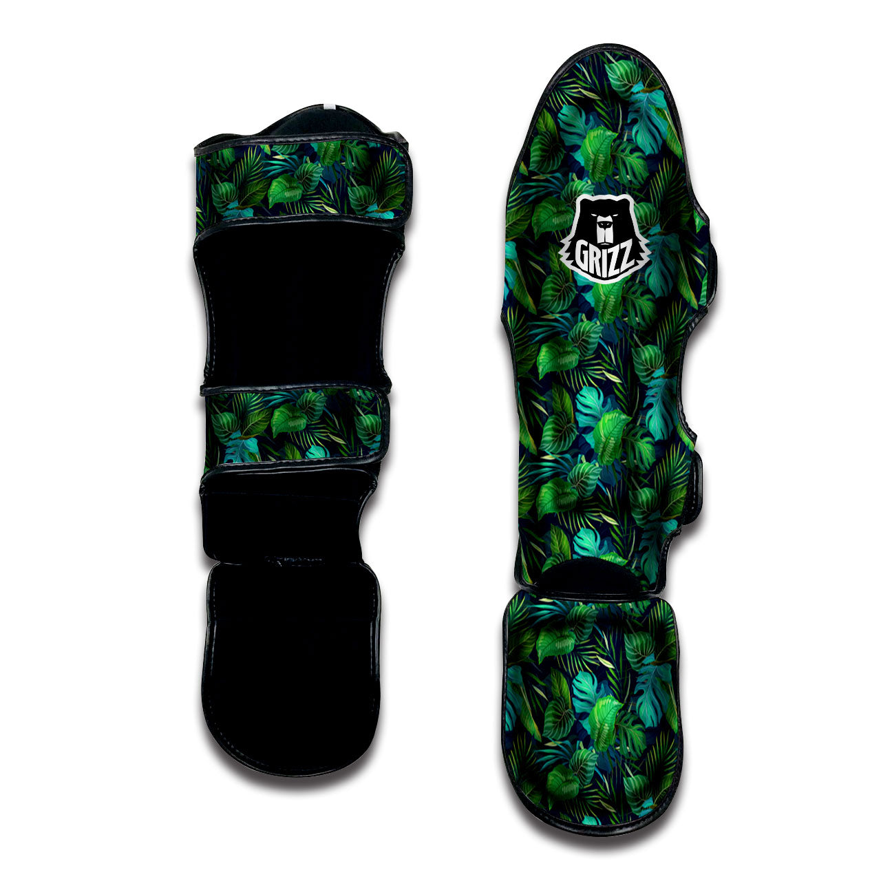 Exotic Leaf Tropical Print Pattern Muay Thai Shin Guards-grizzshop