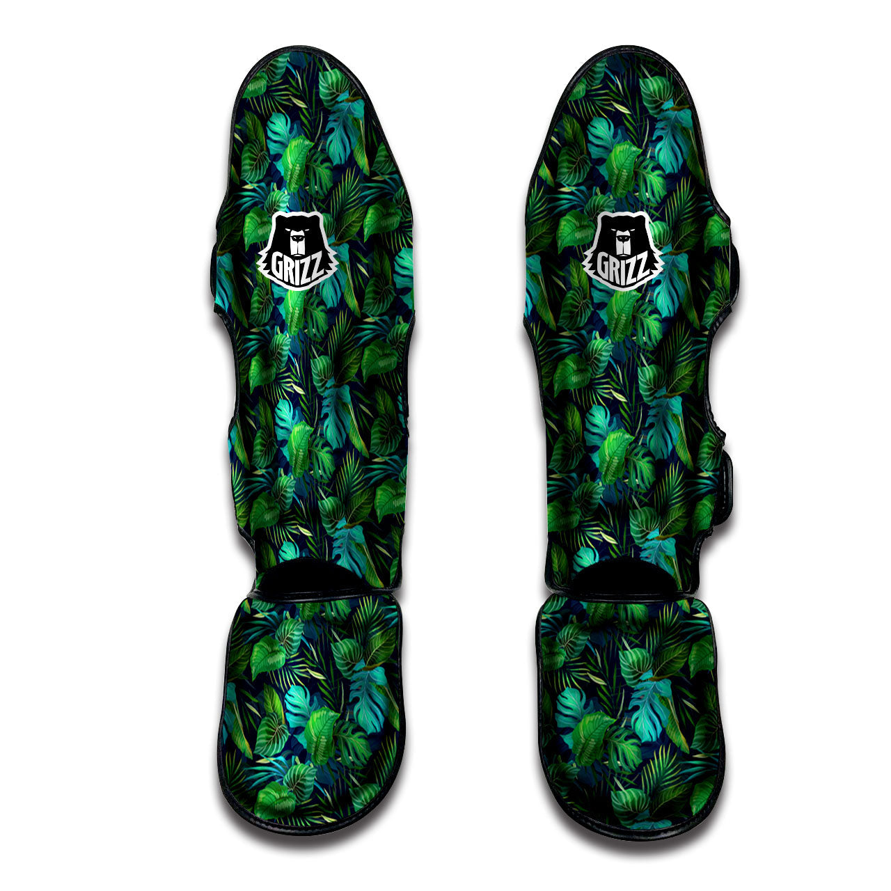 Exotic Leaf Tropical Print Pattern Muay Thai Shin Guards-grizzshop