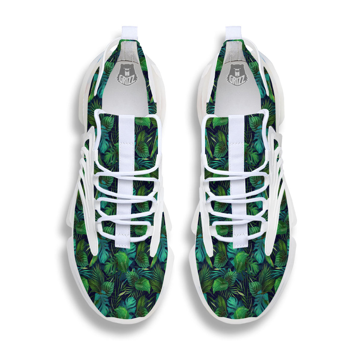 Exotic Leaf Tropical Print Pattern White Gym Shoes-grizzshop
