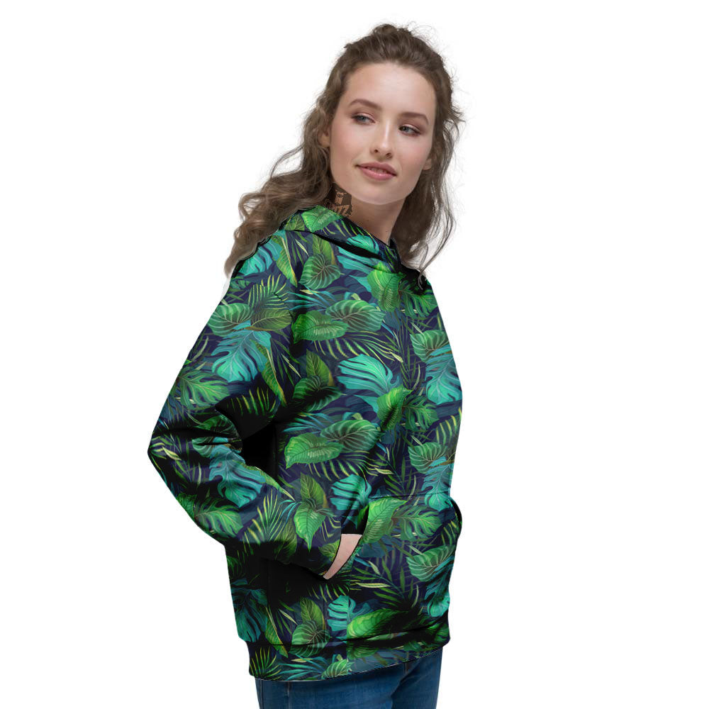 Exotic Leaf Tropical Print Pattern Women's Hoodie-grizzshop