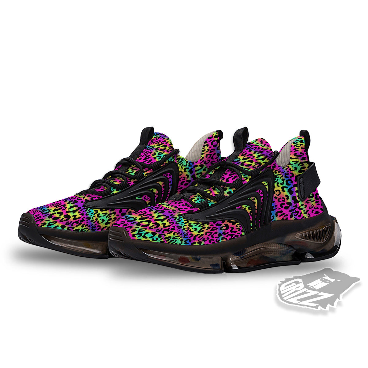 Exotic Neon Leopard Print Pattern Black Gym Shoes-grizzshop