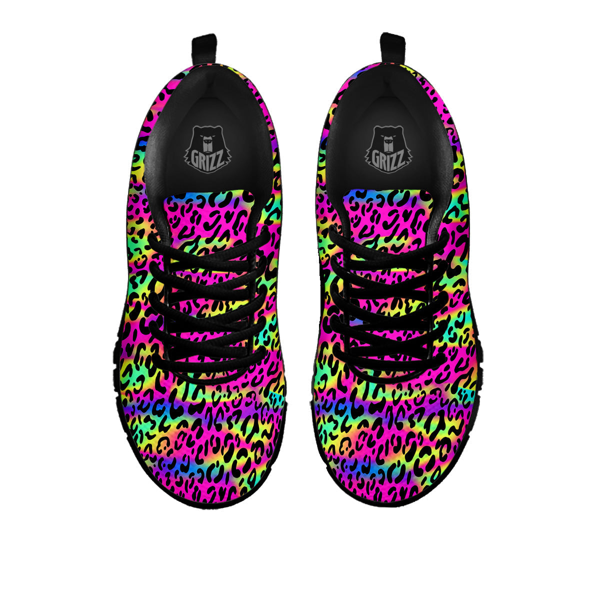 Exotic Neon Leopard Print Pattern Black Sneaker-grizzshop