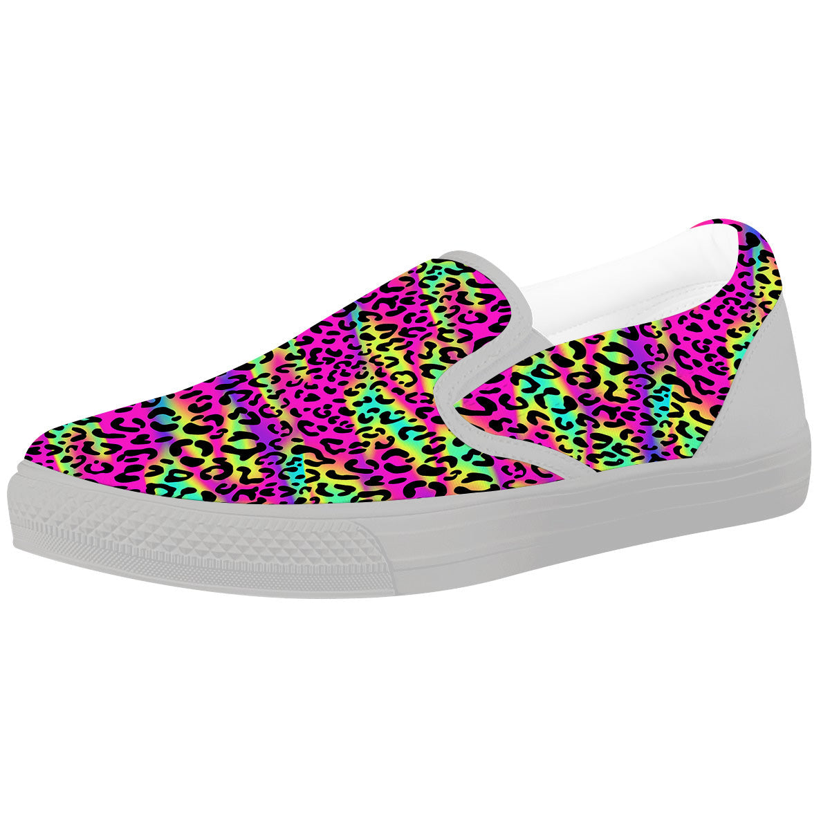 Exotic Neon Leopard Print Pattern White Slip On Shoes-grizzshop