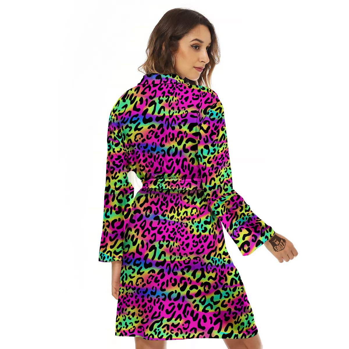 Exotic Neon Leopard Print Pattern Women's Robe-grizzshop