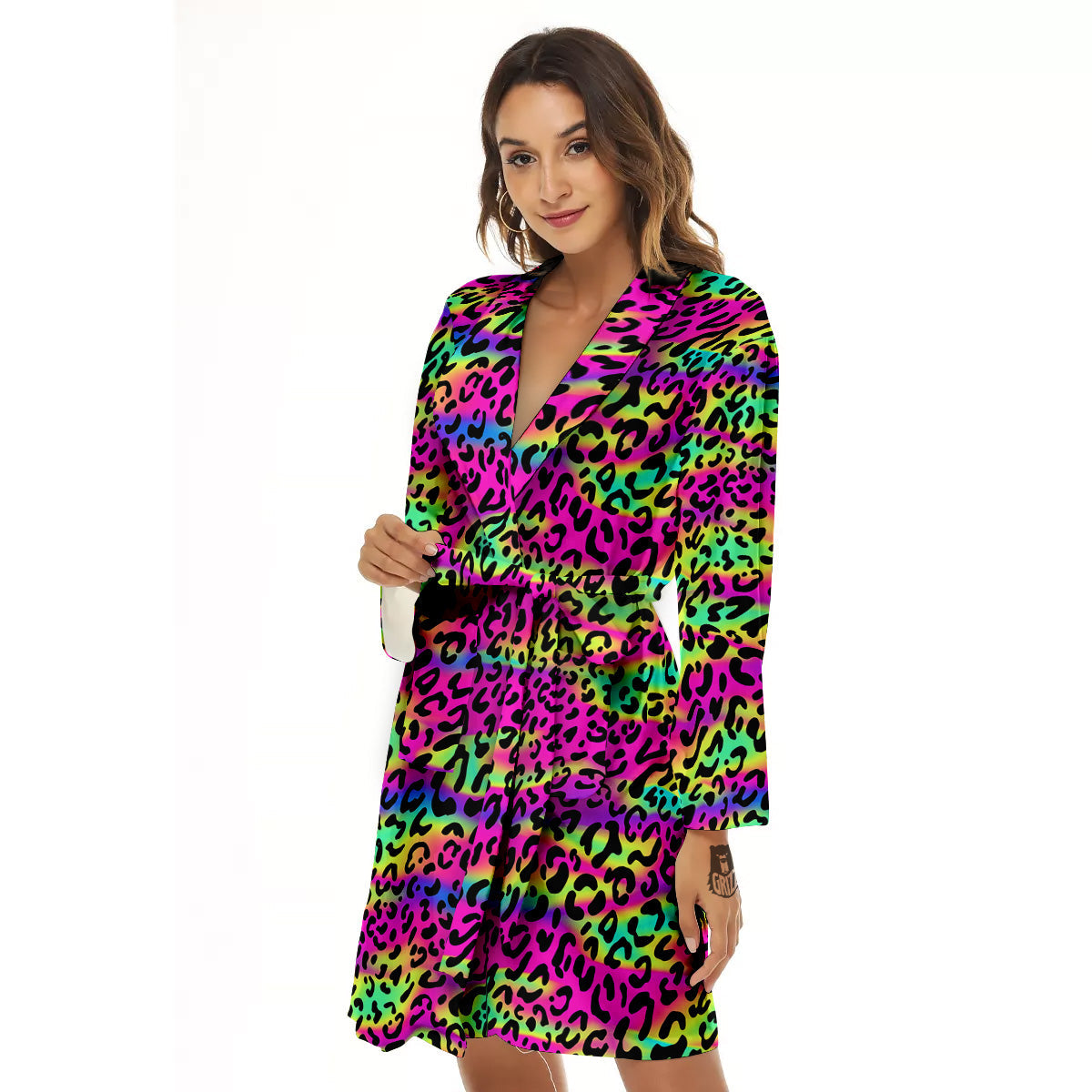 Exotic Neon Leopard Print Pattern Women's Robe-grizzshop
