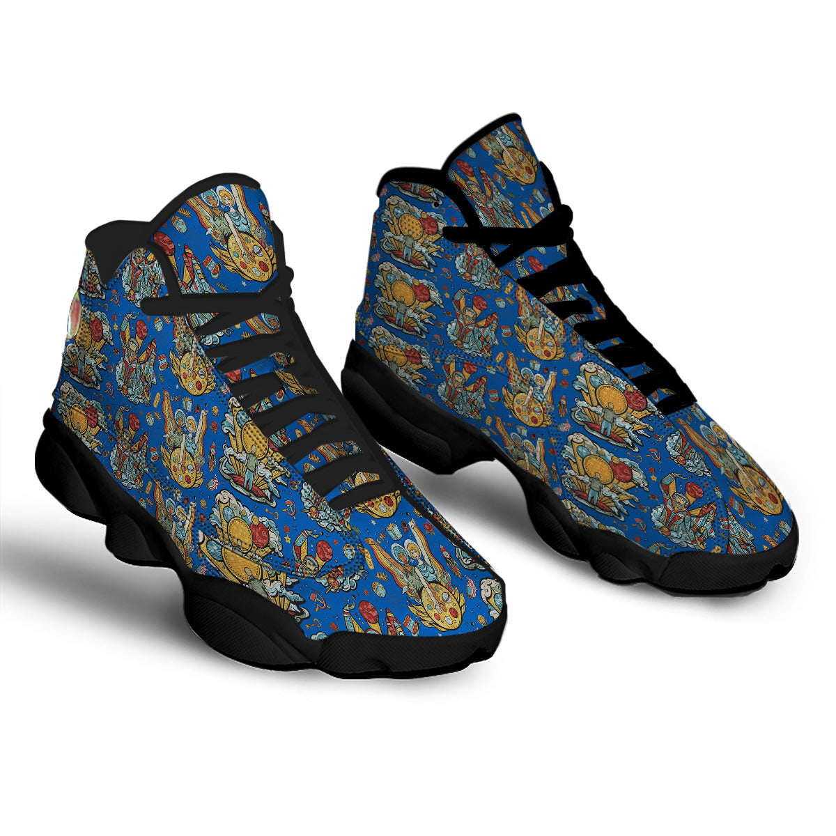 Exploration Of Mars Planet Print Pattern Black Basketball Shoes-grizzshop
