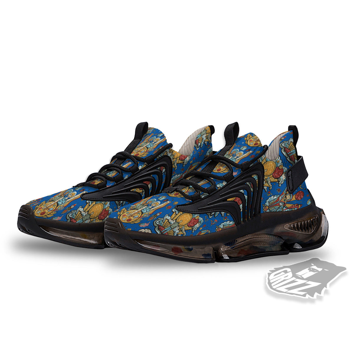 Exploration Of Mars Planet Print Pattern Black Gym Shoes-grizzshop