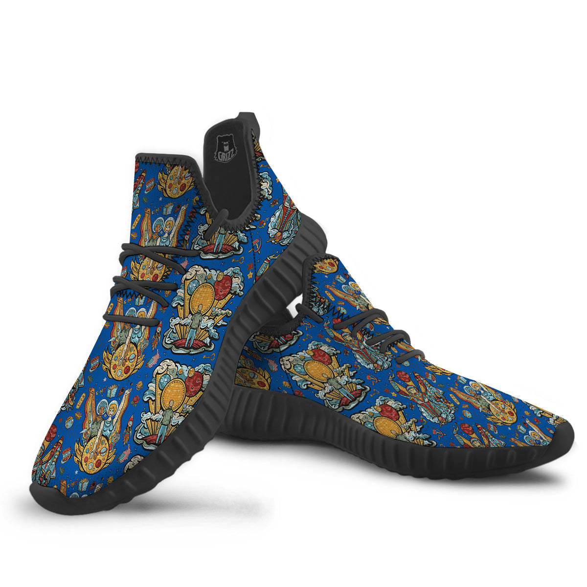 Exploration Of Mars Planet Print Pattern Black Walking Shoes-grizzshop