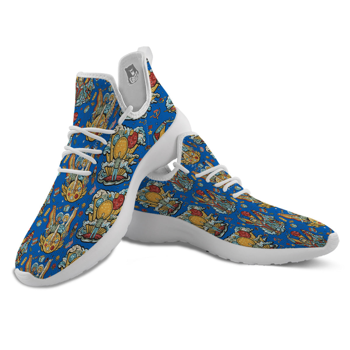 Exploration Of Mars Planet Print Pattern White Athletic Shoes-grizzshop