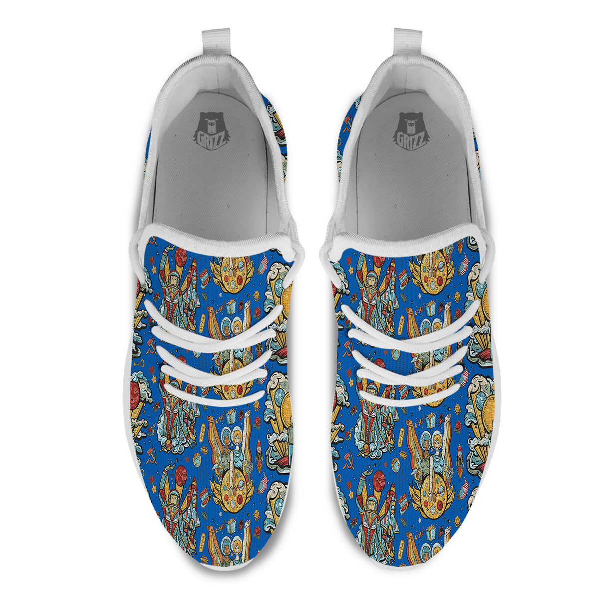 Exploration Of Mars Planet Print Pattern White Athletic Shoes-grizzshop