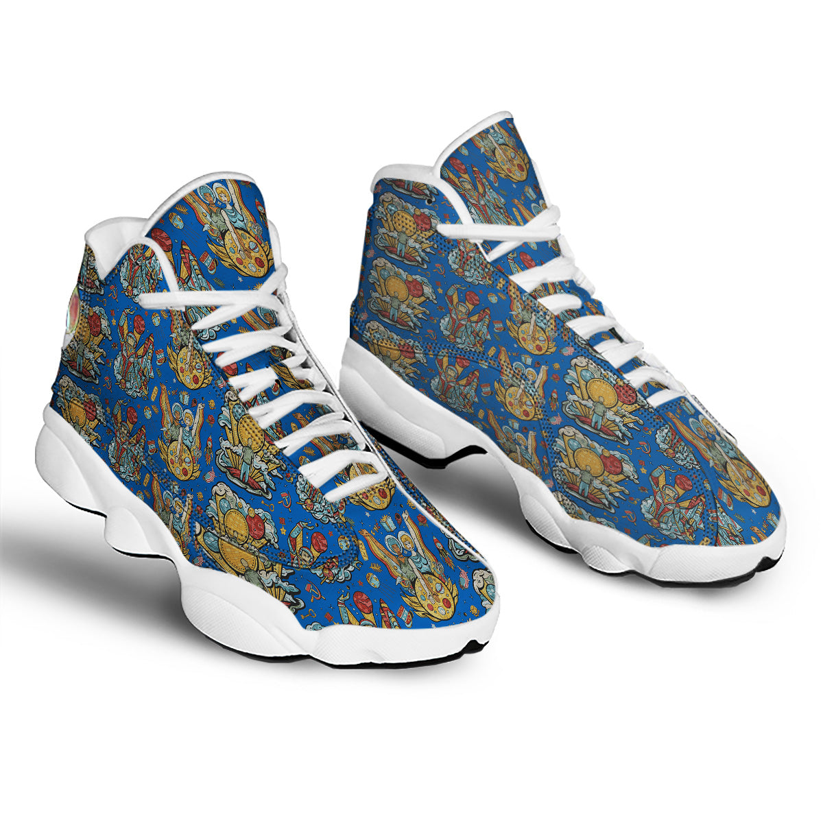 Exploration Of Mars Planet Print Pattern White Basketball Shoes-grizzshop