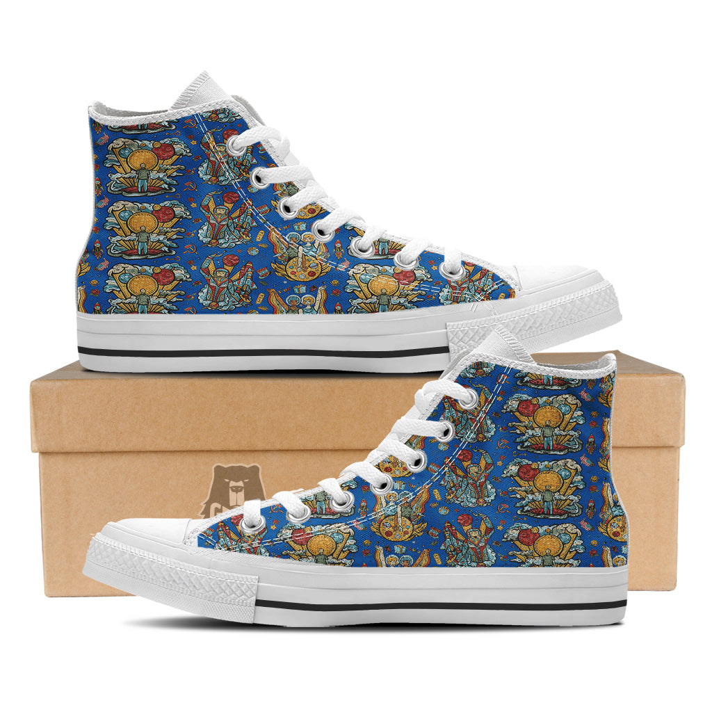 Exploration Of Mars Planet Print Pattern White High Top Shoes-grizzshop