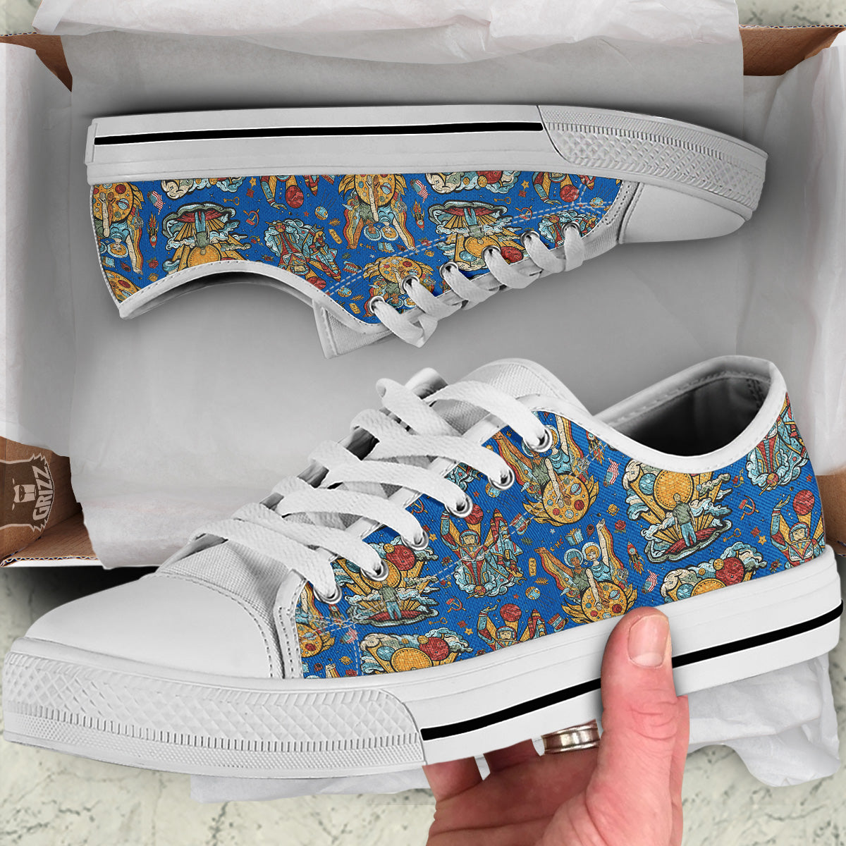 Exploration Of Mars Planet Print Pattern White Low Top Shoes-grizzshop