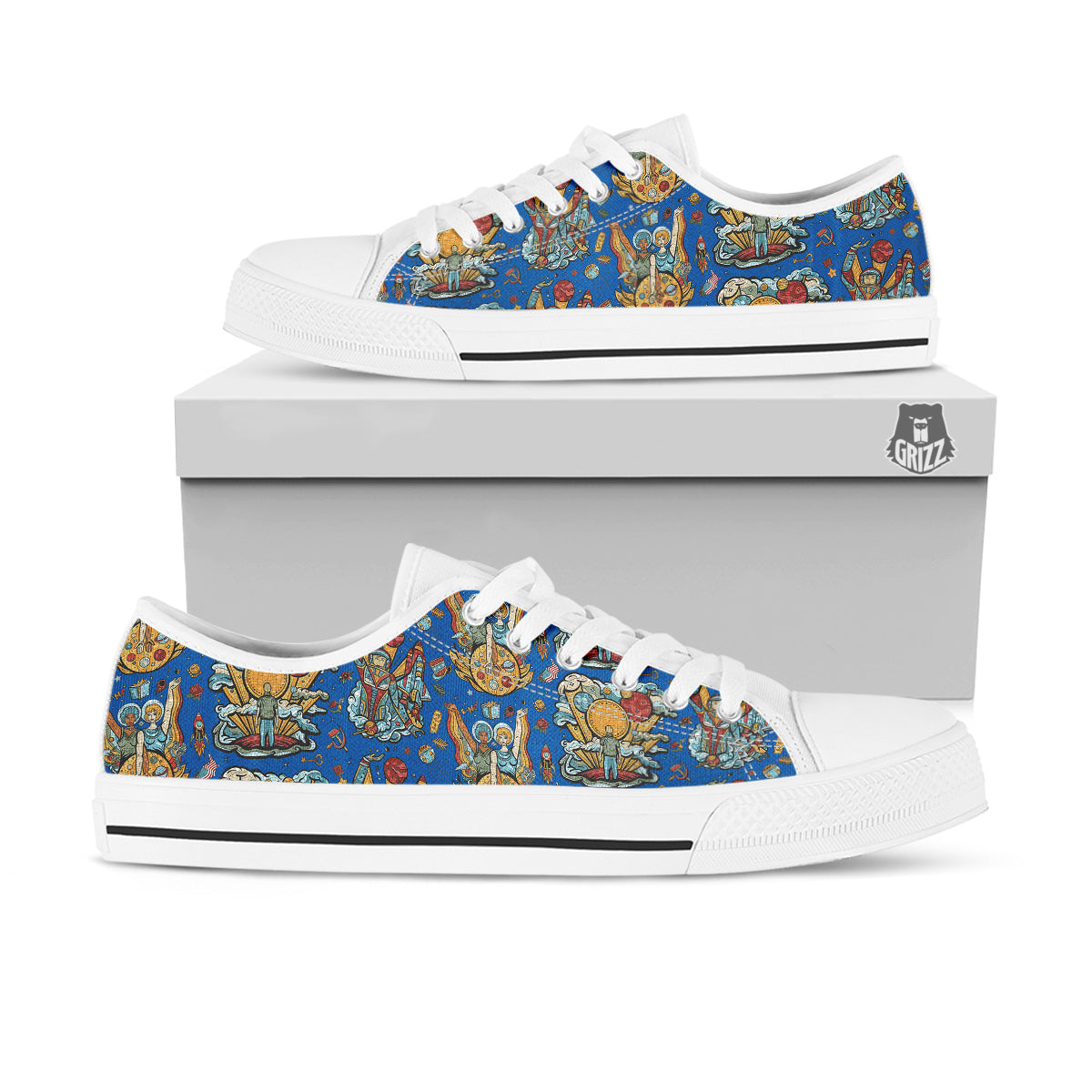 Exploration Of Mars Planet Print Pattern White Low Top Shoes-grizzshop
