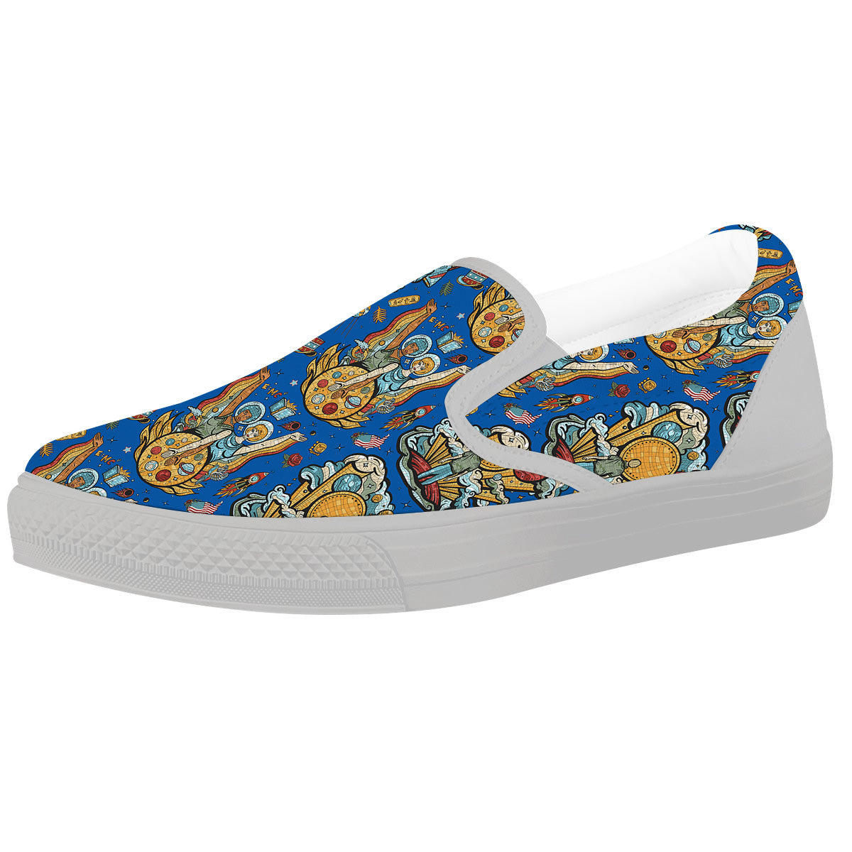 Exploration Of Mars Planet Print Pattern White Slip On Shoes-grizzshop