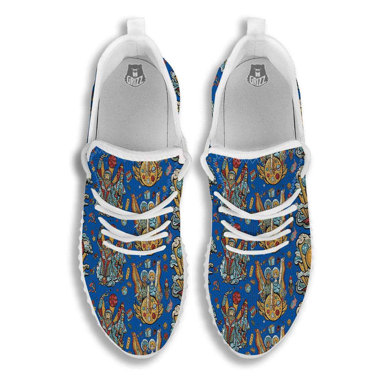 Exploration Of Mars Planet Print Pattern White Walking Shoes-grizzshop