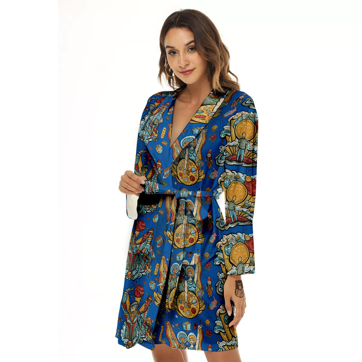 Exploration Of Mars Planet Print Pattern Women's Robe-grizzshop