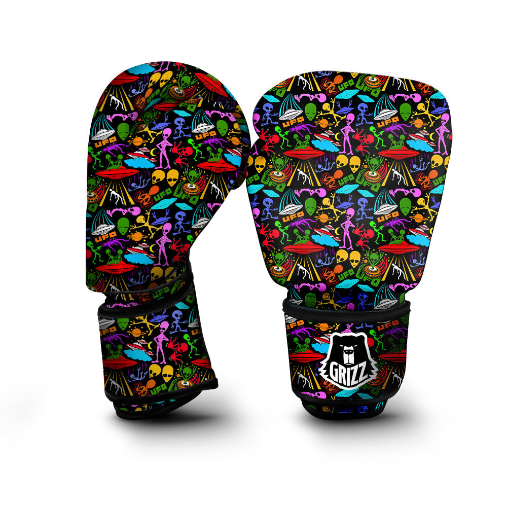 Extraterrestrial Aliens Colorful Print Pattern Boxing Gloves-grizzshop