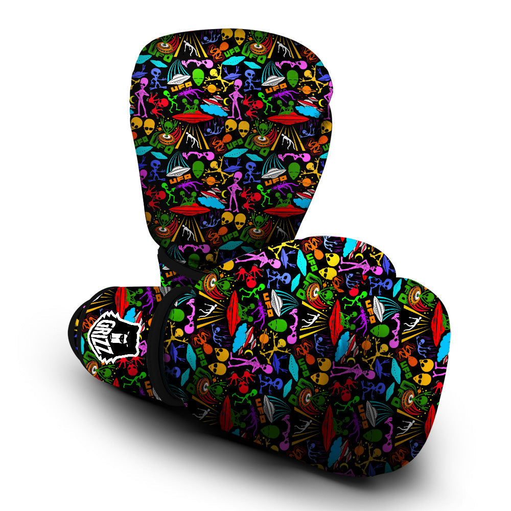 Extraterrestrial Aliens Colorful Print Pattern Boxing Gloves-grizzshop