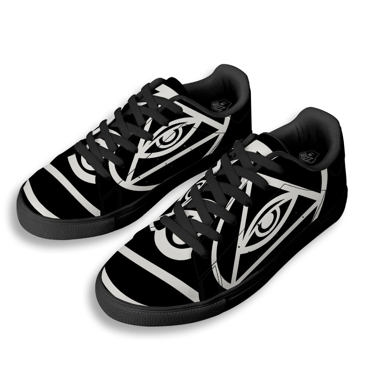Eye Illuminati Print Black Low Top Sneakers-grizzshop